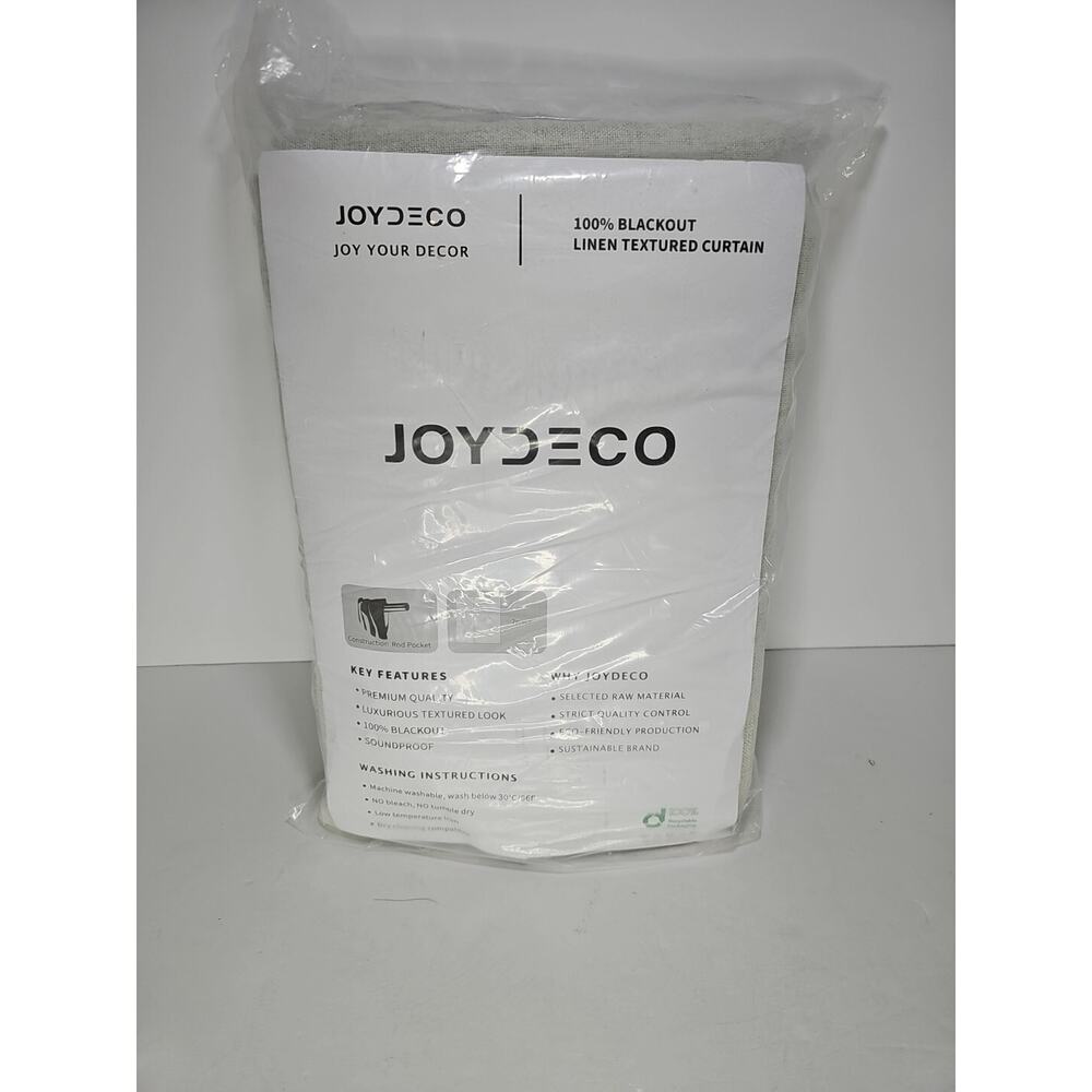 *NWT* Joydeco 2-Piece 100% Blackout Linen Textured Curtain 52"W×108"L Y36